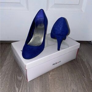 Style & Co Brand Blue Suede Heels, Size 8